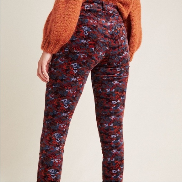 ANTHRO PILCRO and The Letterpress Floral Velvet Corduroy High Rise Skinny Jeans - Picture 3 of 12